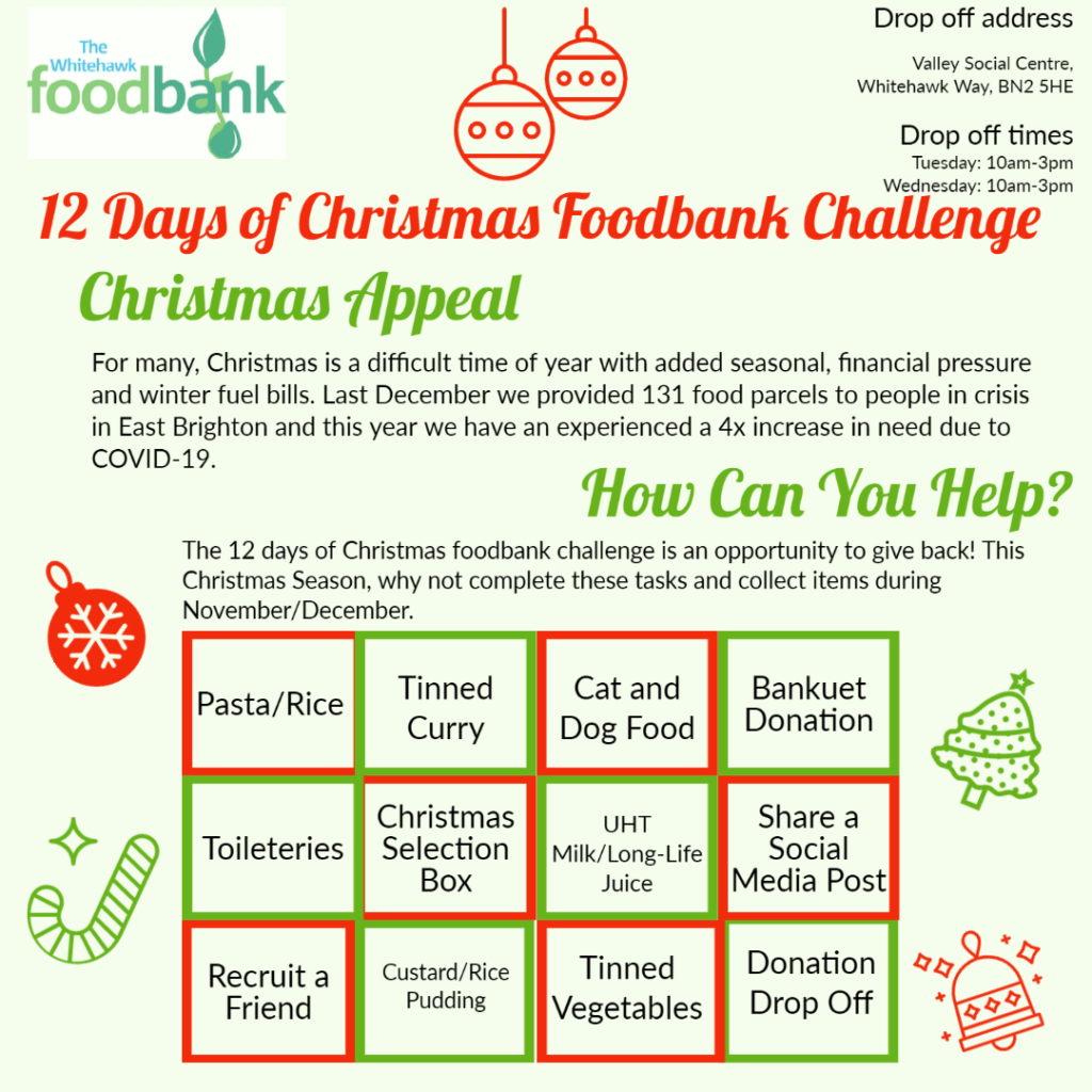 12 Days of Christmas Foodbank Challenge! The Whitehawk Foodbank